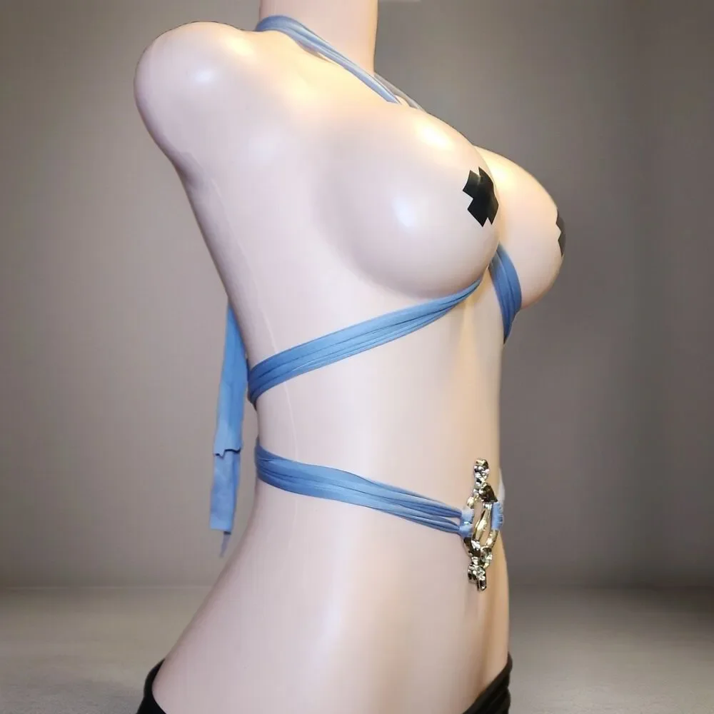Silver Snake Belt Wrap Rave Festival Dancer Performance Wear Body Harness Gray